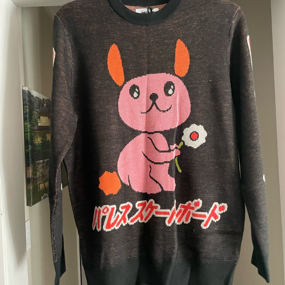 Palace Skateboards Cosy Knit Black Sweater with Japanese Lettering-NWT-Size M